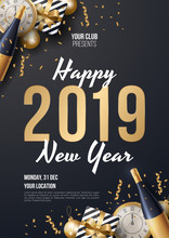 Happy New Year Background Vector. Greeting Card Design Template. Vector Illustration