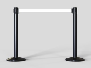 Wall Mural - Stainless Chrome Pole with extending blank ribbon. 3d render illustration.