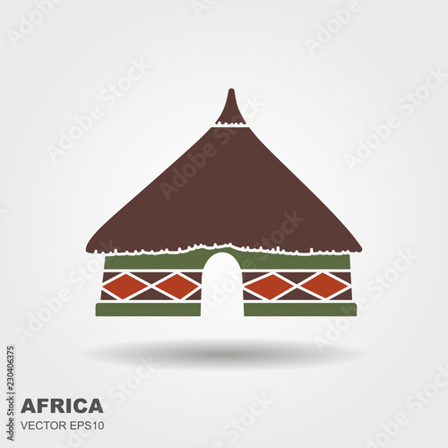 Photographie African tribal hut icon isolated on white background