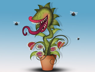 funny illustration of carnivorous plant