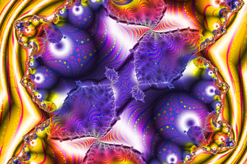 Poster - Abstract floral pattern. Fantasy fruits. Wavy structure. Bright colors and calm texture. Digital artwork. Fractal graphics.