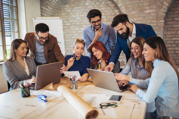 Group business people meeting to discuss ideas in modern office