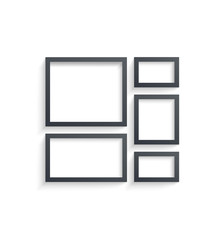 Wall Mural - wall picture frame templates isolated on white background. blank photo frames with shadow and border