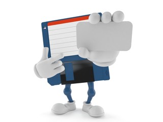 Poster - Floppy disk character holding blank business card