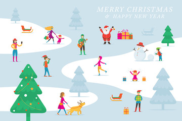 Wall Mural - Christmas, People in Action, Activity Outdoor, Winter Background