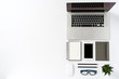 © Leszek Czerwonka - Office desktop with laptop and accessories. Top view