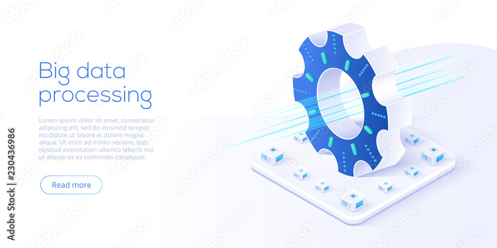 Big data technology in isometric vector illustration. Information ...