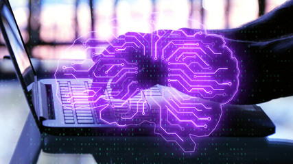 Leinwandbilder - Artificial intelligence and communication concept