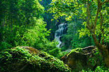 The Mae Sa Waterfall. It Is Beautiful  On Doi Suthep At Chiang Mai In Thailand