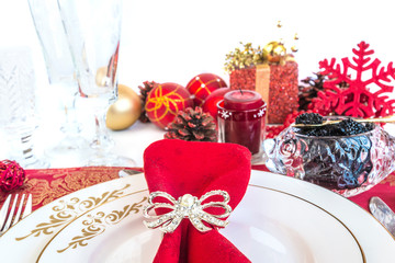 Wall Mural - Festive place setting for christmas dinner