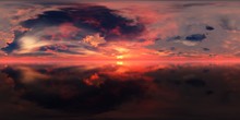 HDRI . Panorama Of Sea Sunset. Environment Map. Equidistant Projection. Spherical Panorama. Landscape.
