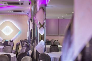 Pillow and led lights in luxury restaurant interior