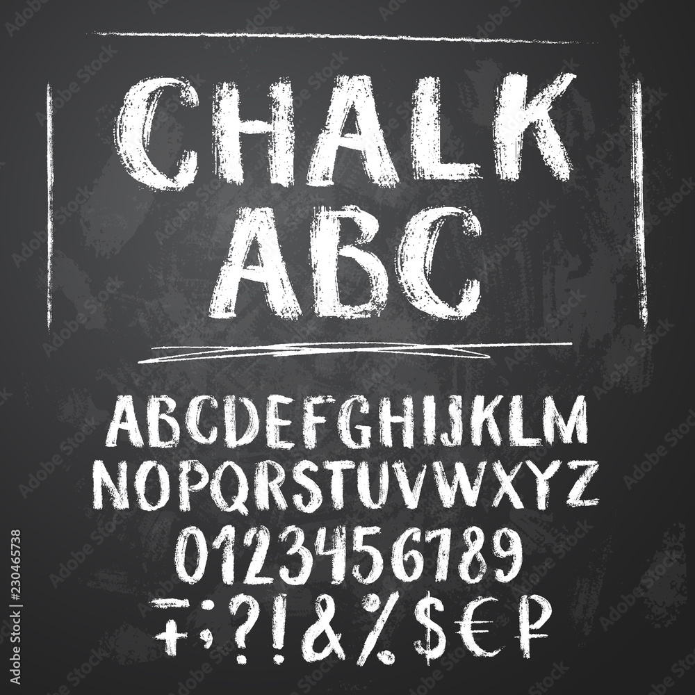 Rough chalk latin alphabet  - obrazy, fototapety, plakaty 