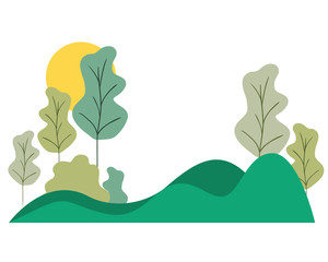 Sticker - landscape with mountains isolated icon