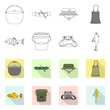 © Svitlana - Vector illustration of fish and fishing logo. Set of fish and equipment vector icon for stock.