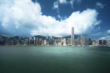 Fototapete - Hong Kong harbour, long exposition