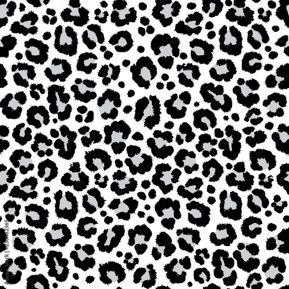 Print texture repeating seamless pattern snow leopard jaguar white ...