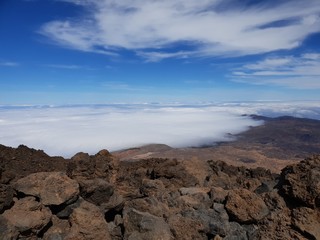 Wall Mural - Beautiful scenery over the clouds from the big famous volcano Pico del Teide in Tenerife, Europe