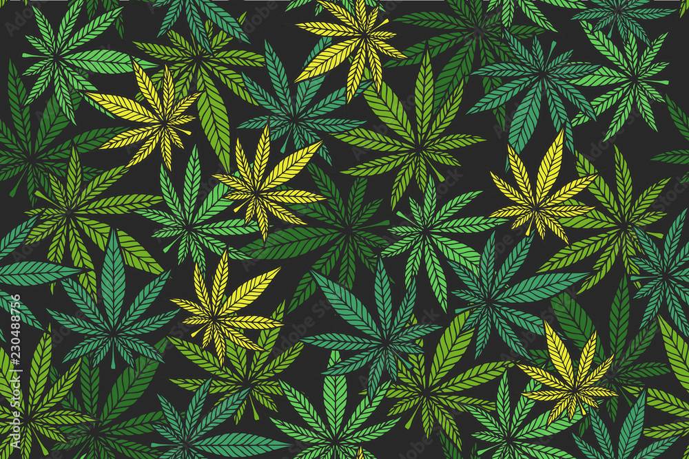 Cannabis color pattern - obrazy, fototapety, plakaty 