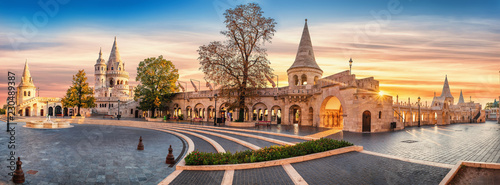 Interior high resolution panoramic view of the Old Fishermen Bastion in Budapest, Hungary in the morning Canvas Print