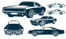 Set Of Muscle Car Logo Design Template