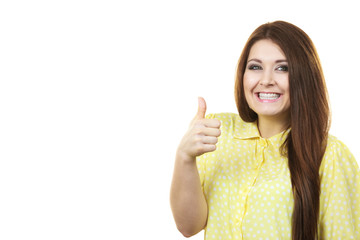 Sticker - Cheerful woman showing thumb up