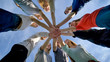 © Довидович Михаил - Close-up join hands group meeting, young people teamwork concept.