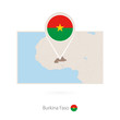 Rectangular map of Burkina Faso with pin icon of Burkina Faso