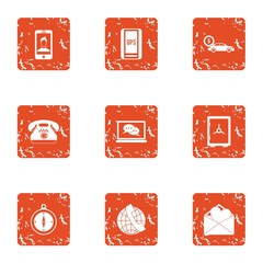 Poster - Gps phone icons set. Grunge set of 9 gps phone vector icons for web isolated on white background