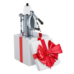 Poster - Manual coffeemaker, coffee machine inside gift box. 3D rendering