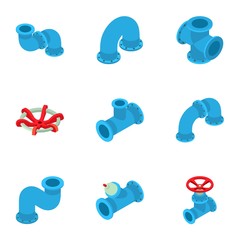 Poster - Metalworking production icons set. Isometric set of 9 metalworking production vector icons for web isolated on white background