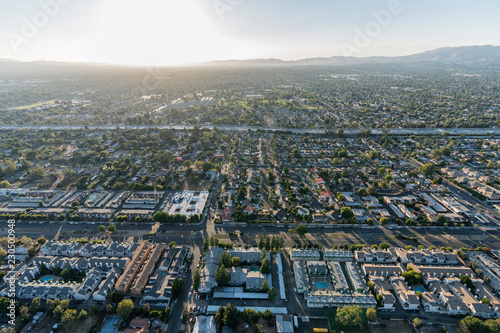 Aerial sunset view towards ...