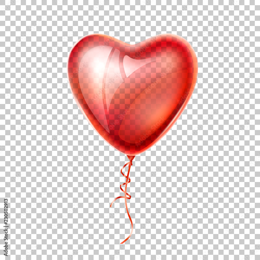 Vector realistic heart shape red balloon love Stock Vector | Adobe Stock