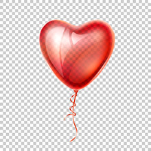 Vector Realistic Heart Shape Red Balloon Love