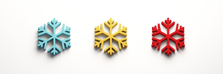 Wall Mural - three snowflakes - 3d render illustration