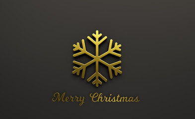 Wall Mural - golden snowflake - 3d render illustration