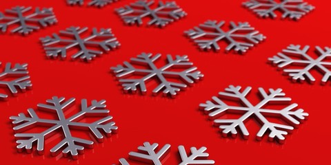Wall Mural - silver snowflake texture - 3d render illustration