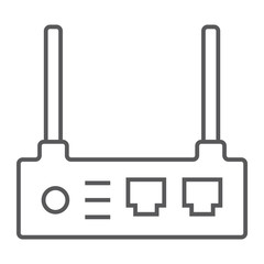 Fototapete - Router thin line icon, internet and connection, wifi sign, vector graphics, a linear pattern on a white background.
