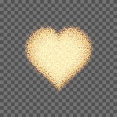 Poster - Vector gold sparkling heart on the transparent background.