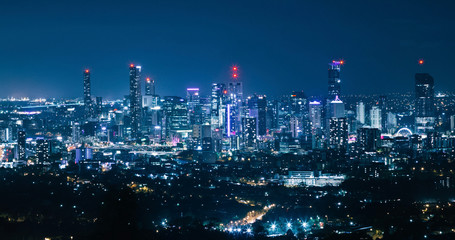 Wall Mural - Brisbane night city skyline view