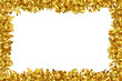 Christmas frame of golden tinsel for decoration. White isolate