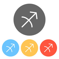 Poster - Astrological sign. Sagittarius simple icon. Set of white icons on colored circles
