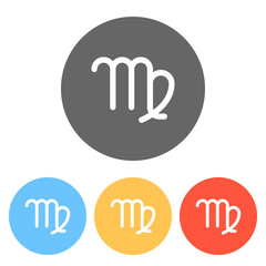 Poster - Astrological sign. Virgo simple icon. Set of white icons on colored circles