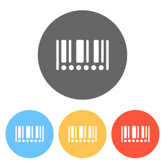Poster - Barcode icon. Circles instead of numbers. Set of white icons on colored circles