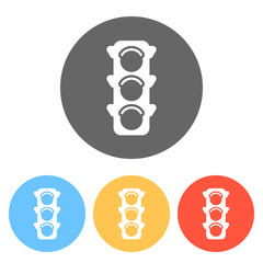 Poster - Traffic light icon. Set of white icons on colored circles