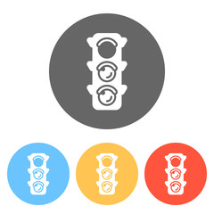 Poster - Traffic light icon. Sign of stop, red or stand. Set of white icons on colored circles