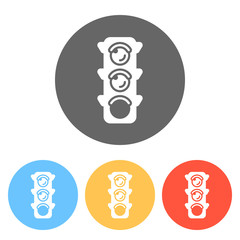 Poster - Traffic light icon. Sign of walk, green or go. Set of white icons on colored circles