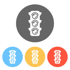Poster - Traffic light icon. Set of white icons on colored circles