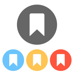 Poster - simple bookmark icon. Set of white icons on colored circles