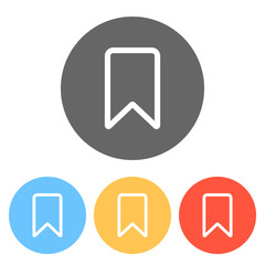 Poster - simple outline bookmark. Set of white icons on colored circles